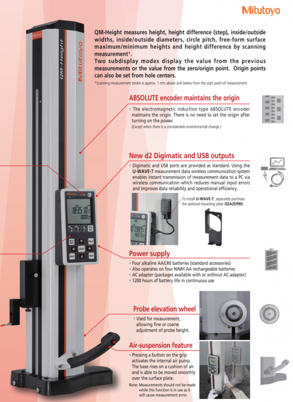 Thước Đo Chiều Cao Kỹ Thuật Số Chính Xác Cao QM-518 Series – High Precision Digital Height Gauge - Ảnh 3